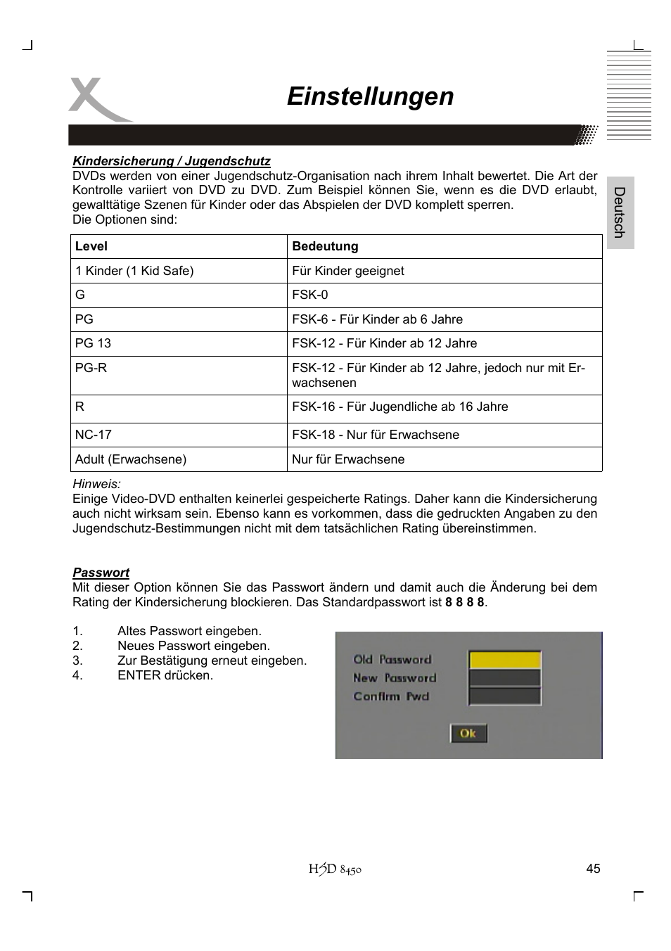 Einstellungen | Xoro HSD 8450 User Manual | Page 45 / 262