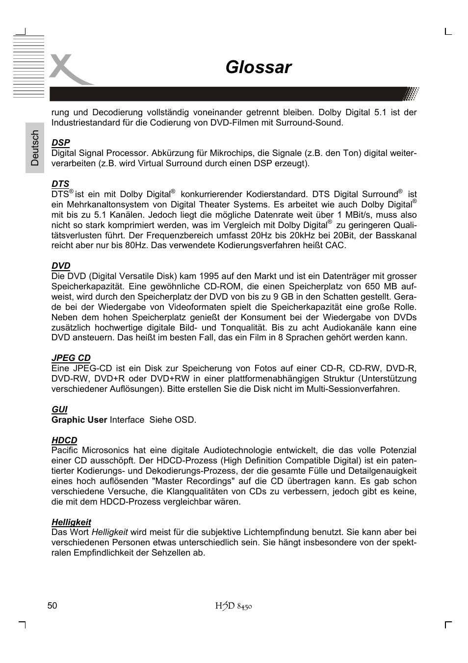 Glossar | Xoro HSD 8450 User Manual | Page 50 / 262