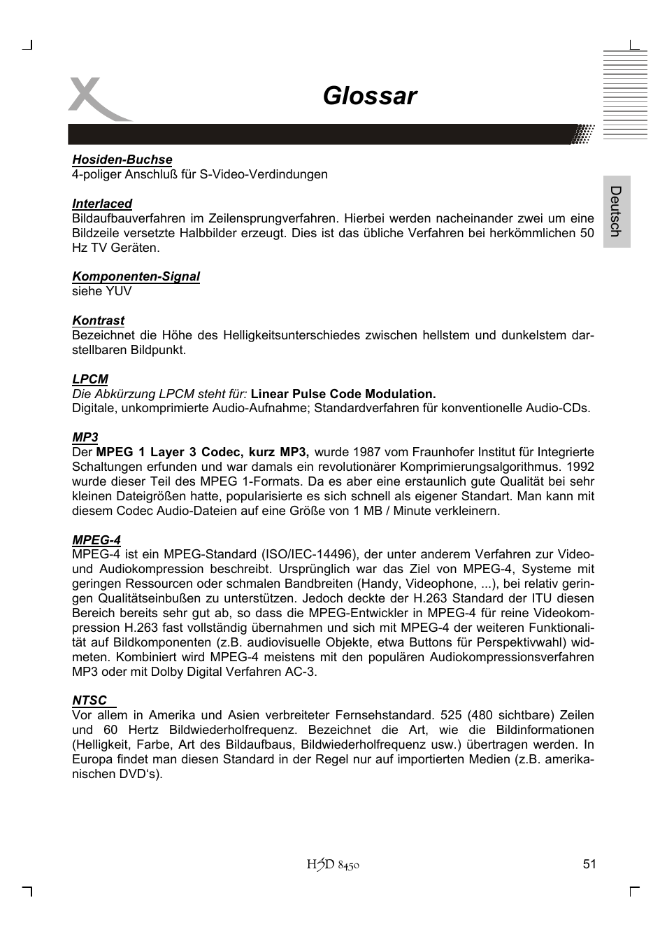 Glossar | Xoro HSD 8450 User Manual | Page 51 / 262