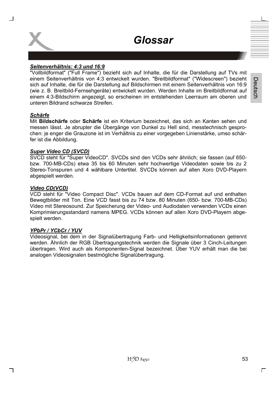 Glossar | Xoro HSD 8450 User Manual | Page 53 / 262