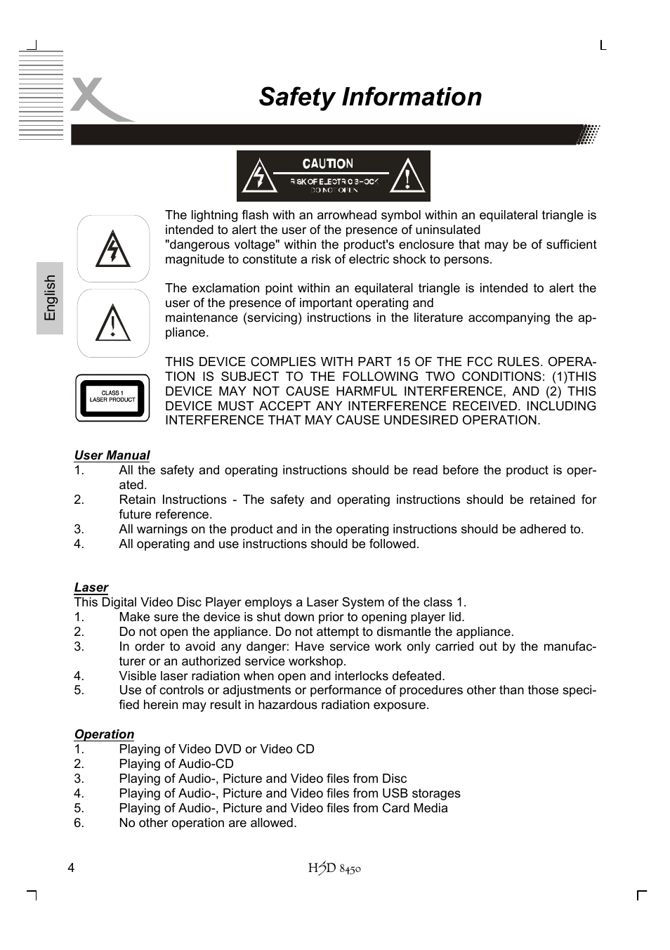 Safety information | Xoro HSD 8450 User Manual | Page 56 / 262
