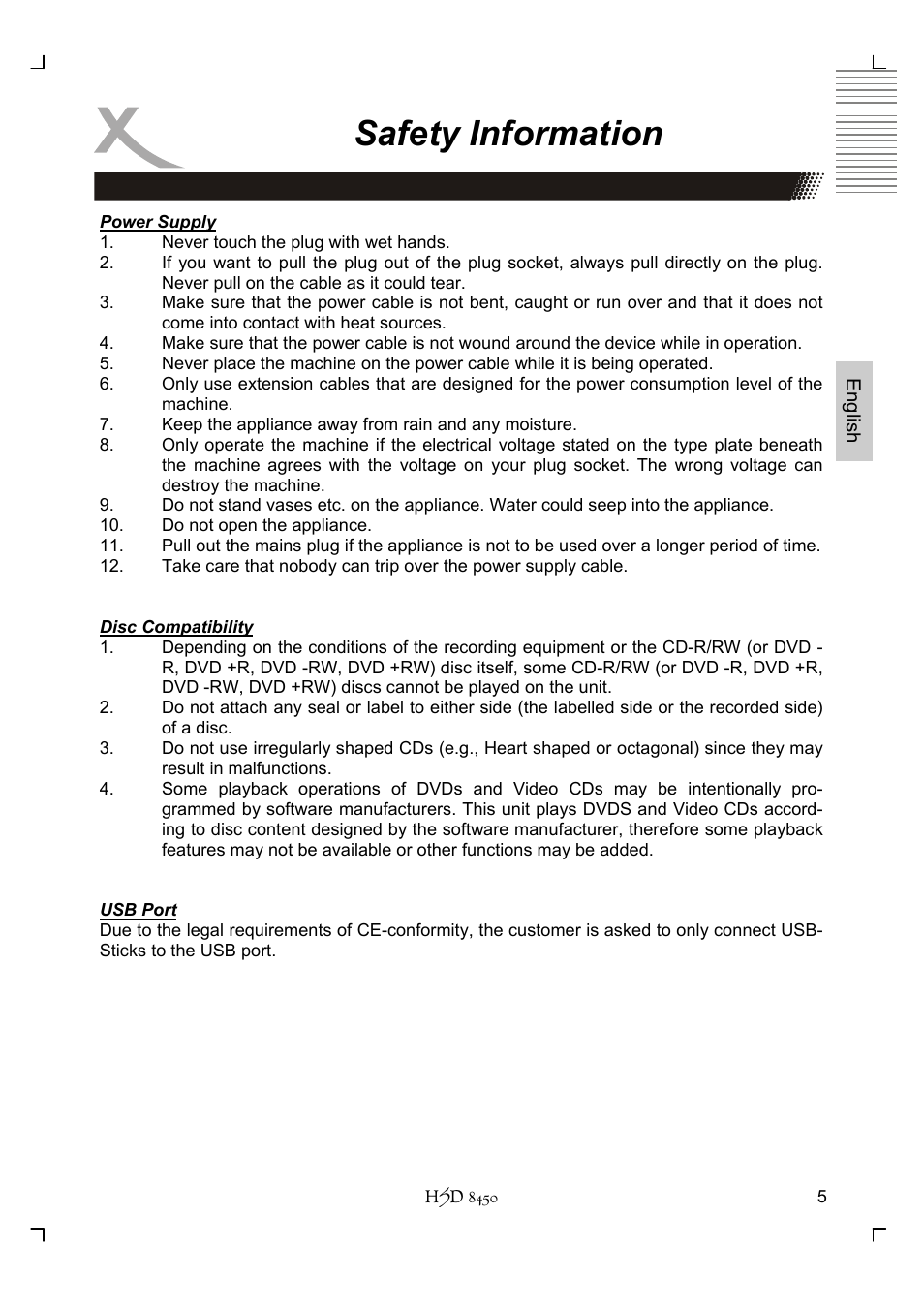 Safety information | Xoro HSD 8450 User Manual | Page 57 / 262