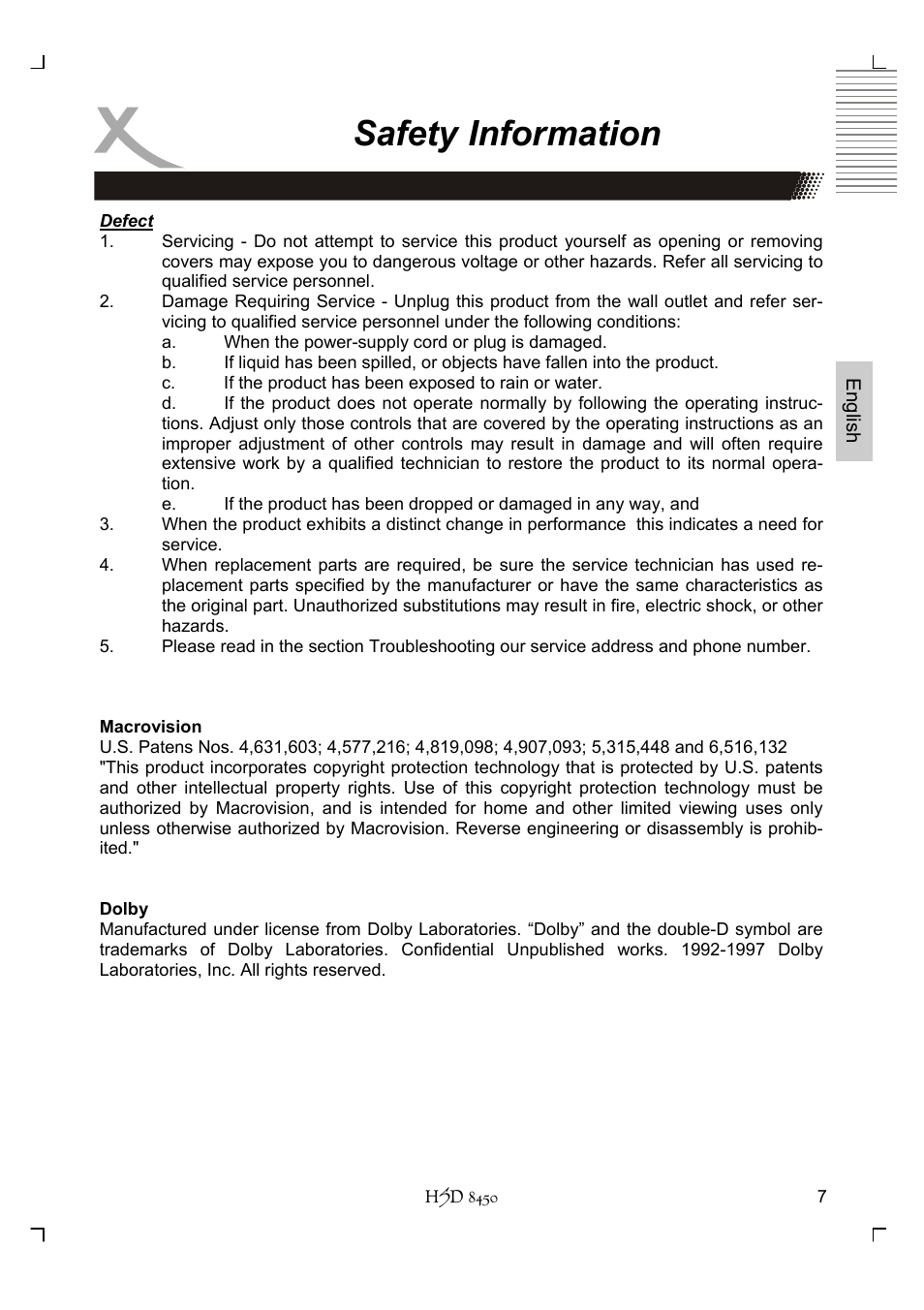 Safety information | Xoro HSD 8450 User Manual | Page 59 / 262