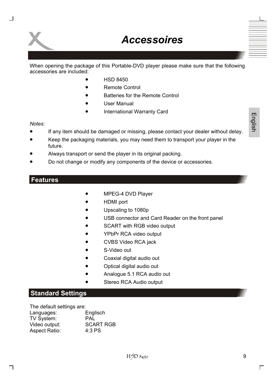 Accessoires | Xoro HSD 8450 User Manual | Page 61 / 262