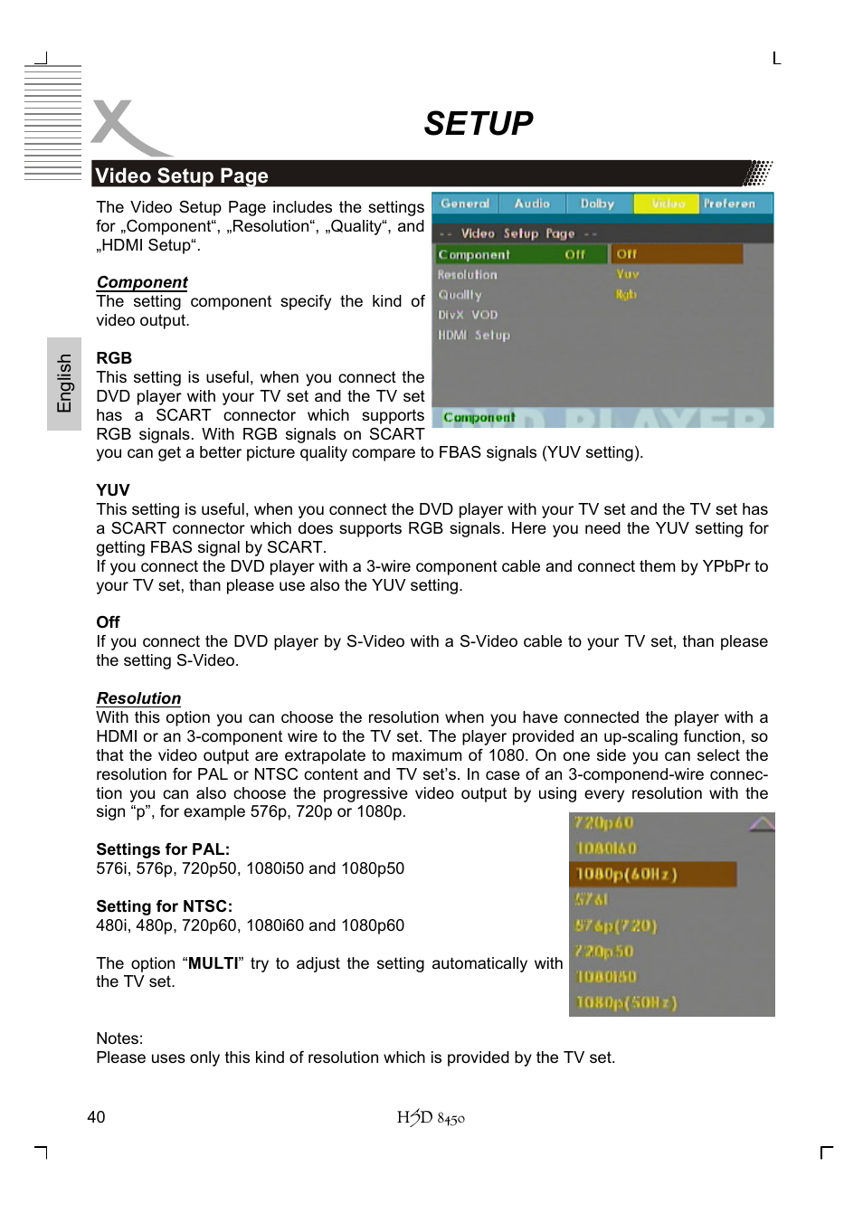 Setup | Xoro HSD 8450 User Manual | Page 92 / 262