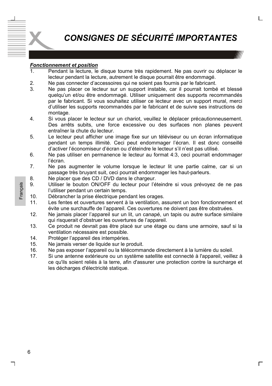 Consignes de sécurité importantes | Xoro HSD 2220 User Manual | Page 136 / 220