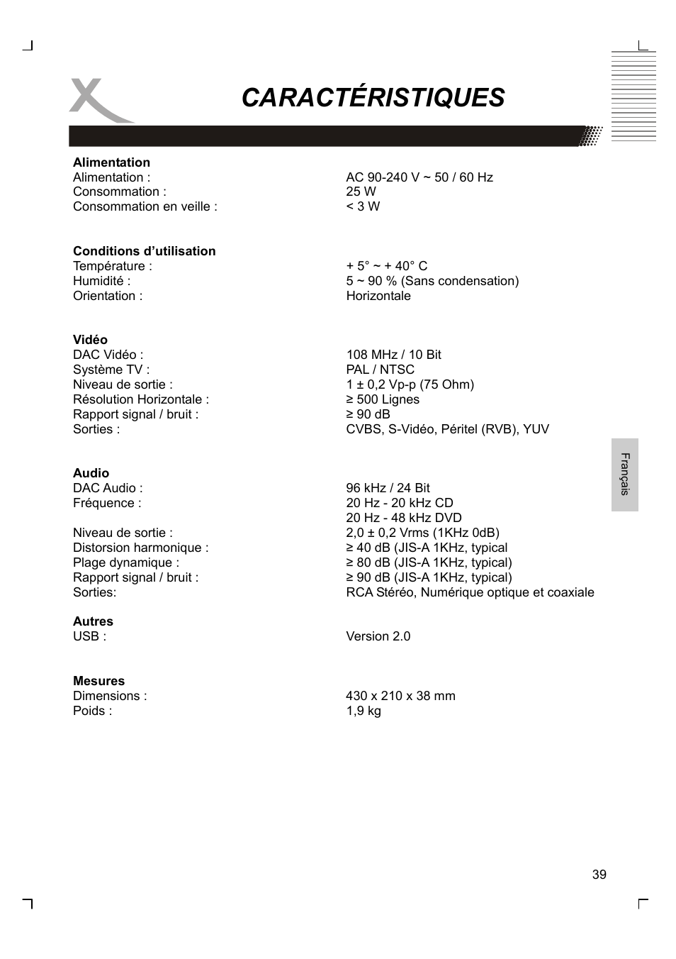 Caractéristiques | Xoro HSD 2220 User Manual | Page 169 / 220
