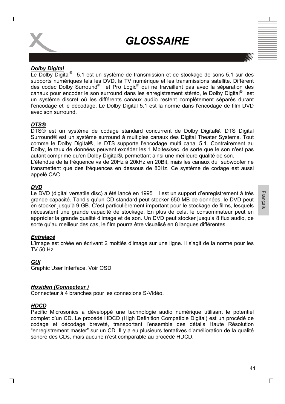 Glossaire | Xoro HSD 2220 User Manual | Page 171 / 220