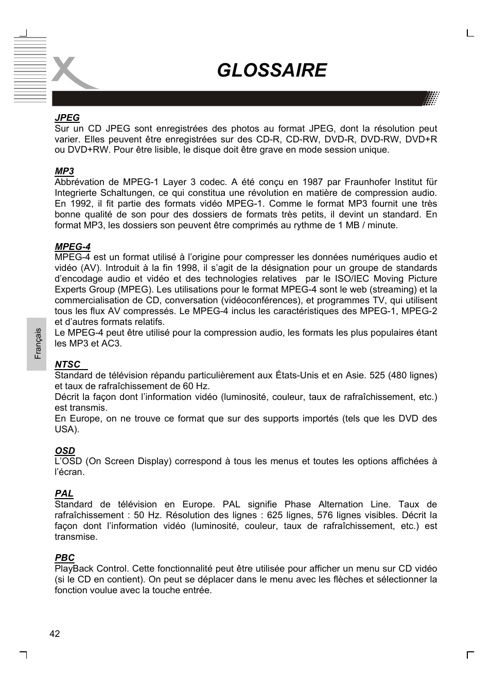 Glossaire | Xoro HSD 2220 User Manual | Page 172 / 220