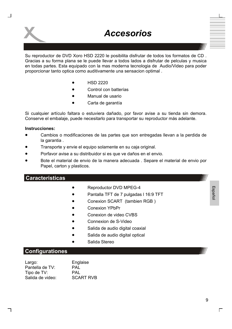 Accesorios | Xoro HSD 2220 User Manual | Page 183 / 220