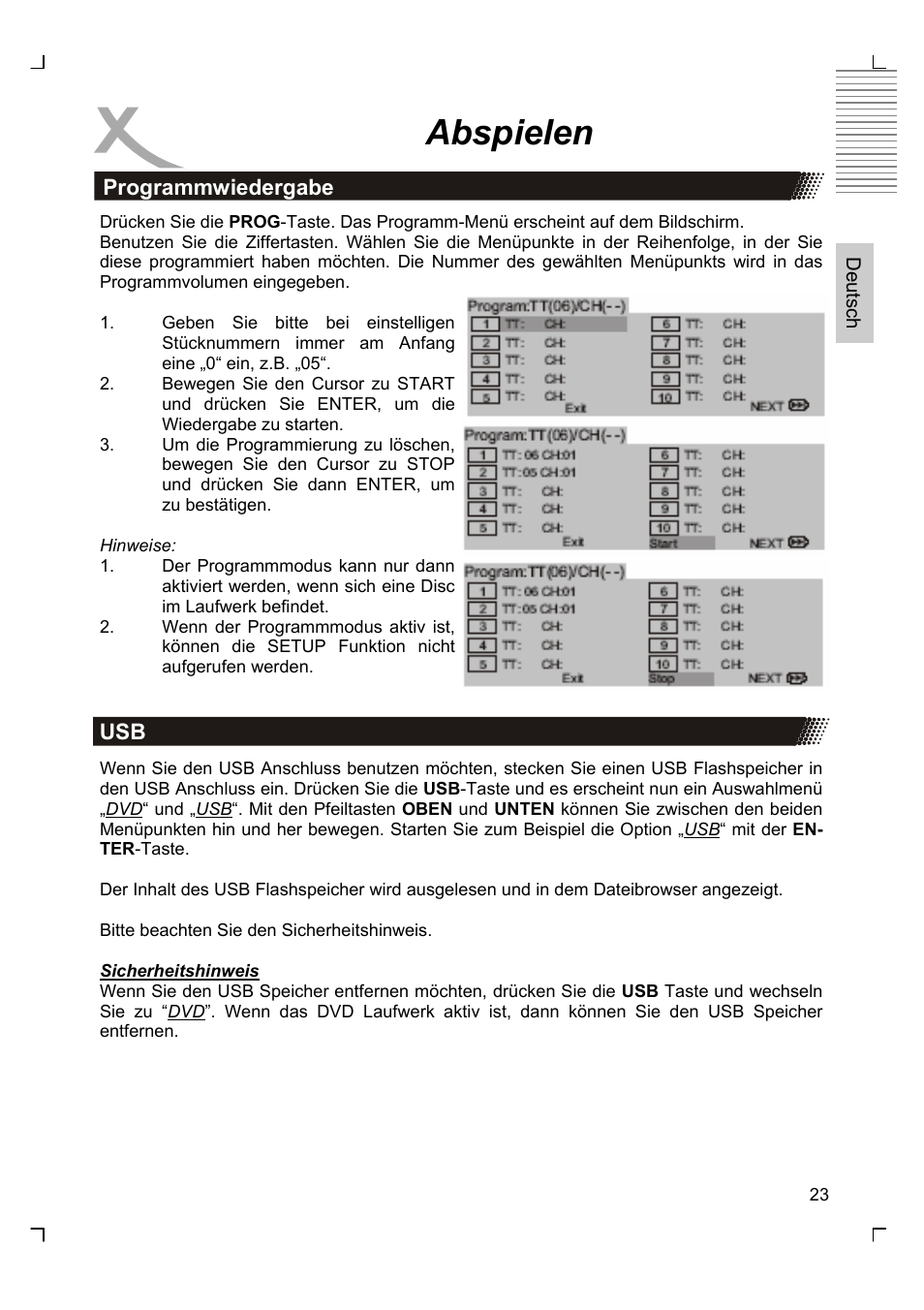 Abspielen | Xoro HSD 2220 User Manual | Page 23 / 220