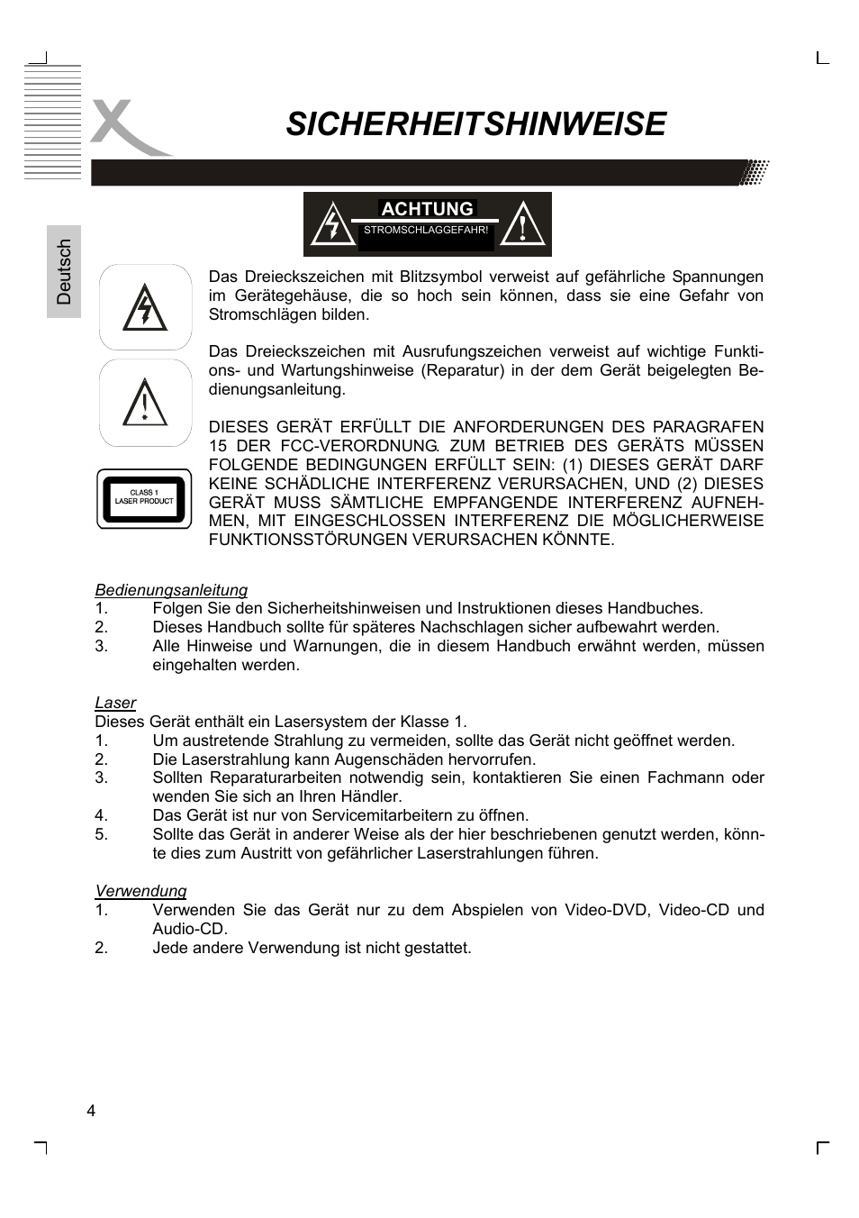 Sicherheitshinweise | Xoro HSD 2220 User Manual | Page 4 / 220