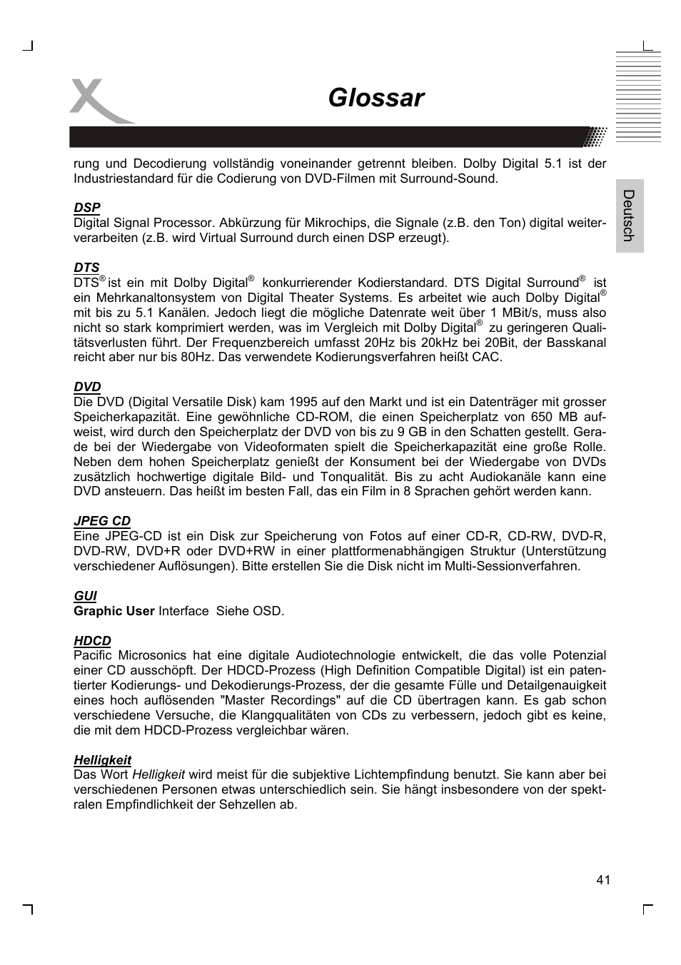 Glossar | Xoro HSD 2220 User Manual | Page 41 / 220