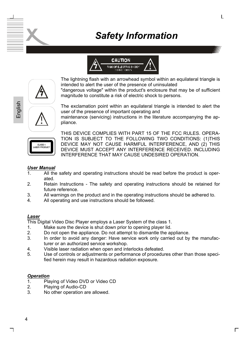 Safety information | Xoro HSD 2220 User Manual | Page 48 / 220