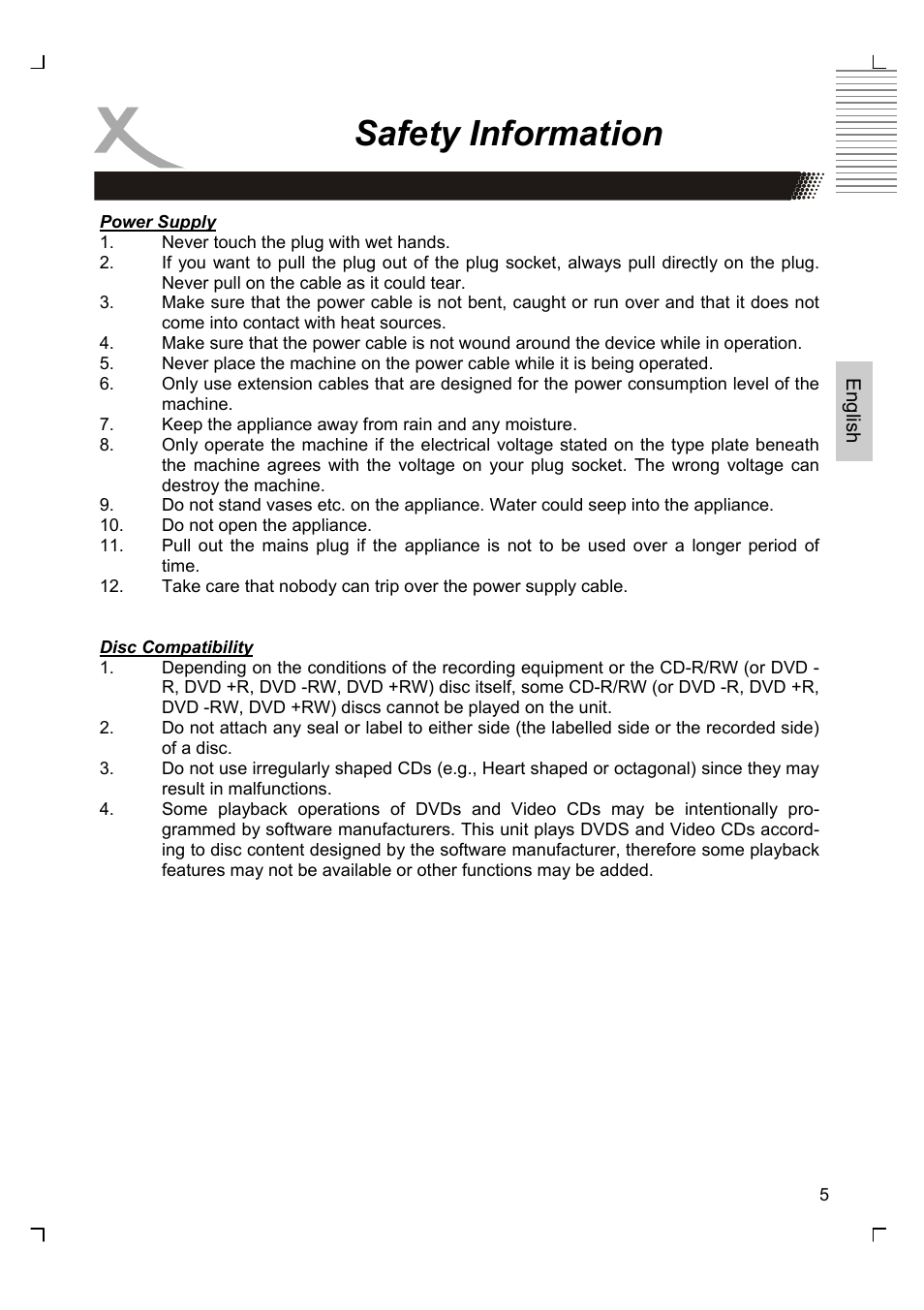 Safety information | Xoro HSD 2220 User Manual | Page 49 / 220