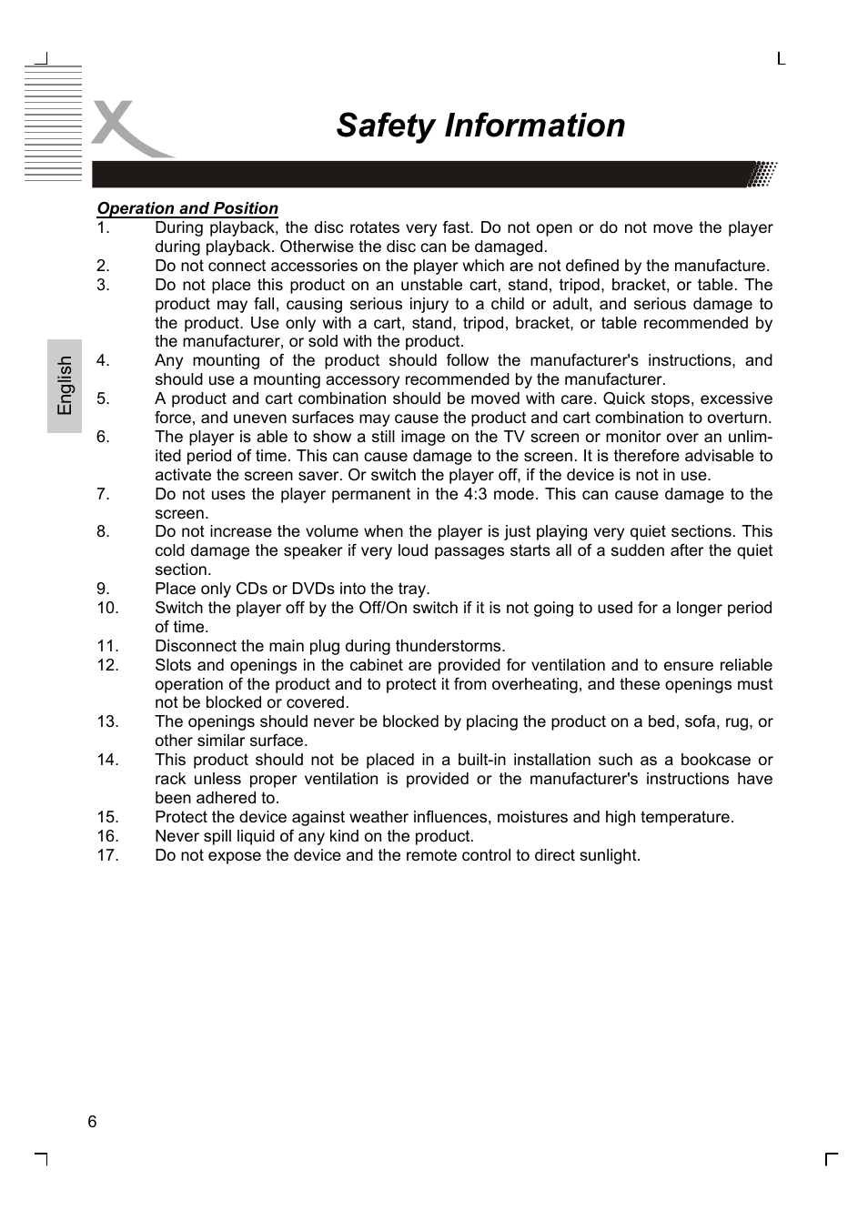 Safety information | Xoro HSD 2220 User Manual | Page 50 / 220