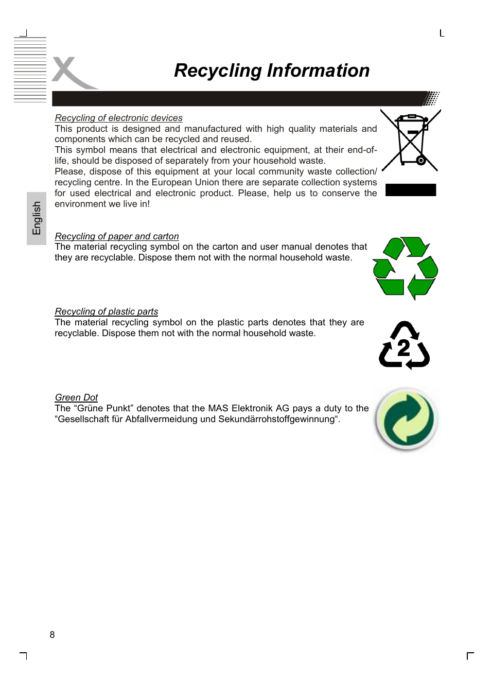 Recycling information | Xoro HSD 2220 User Manual | Page 52 / 220