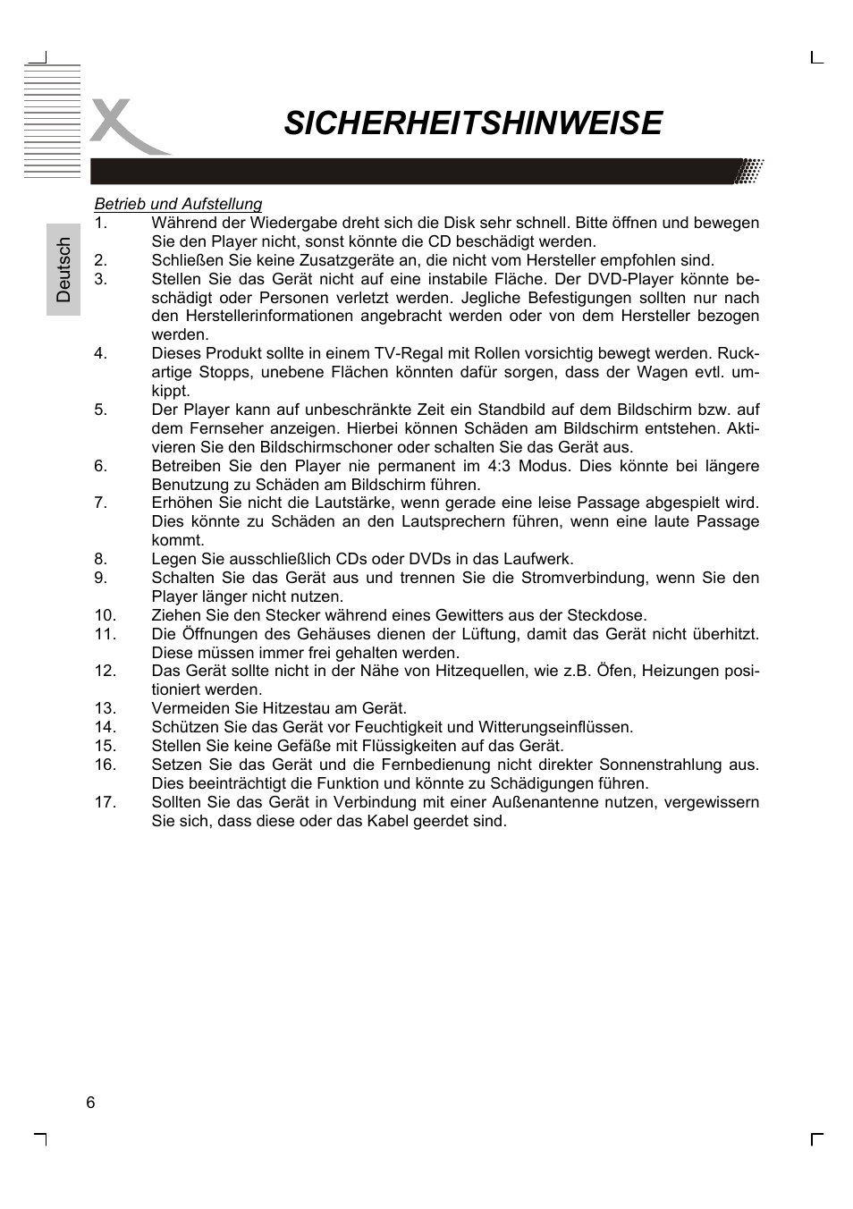 Sicherheitshinweise | Xoro HSD 2220 User Manual | Page 6 / 220