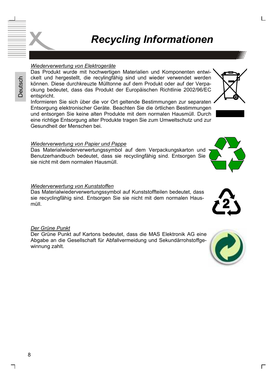 Recycling informationen | Xoro HSD 2220 User Manual | Page 8 / 220