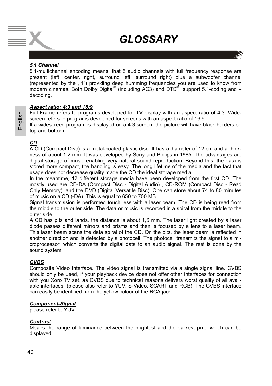 Glossary | Xoro HSD 2220 User Manual | Page 84 / 220