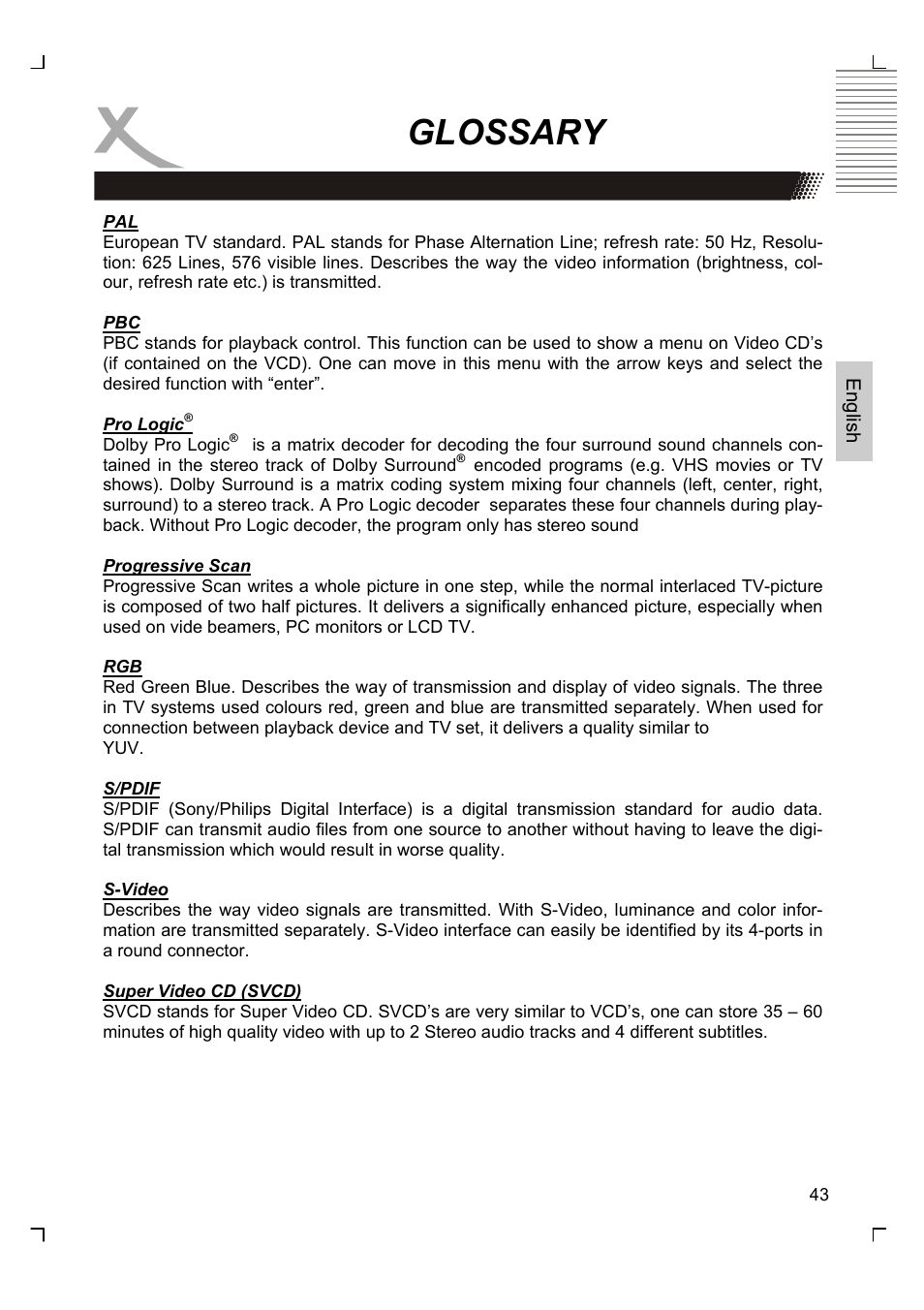 Glossary | Xoro HSD 2220 User Manual | Page 87 / 220