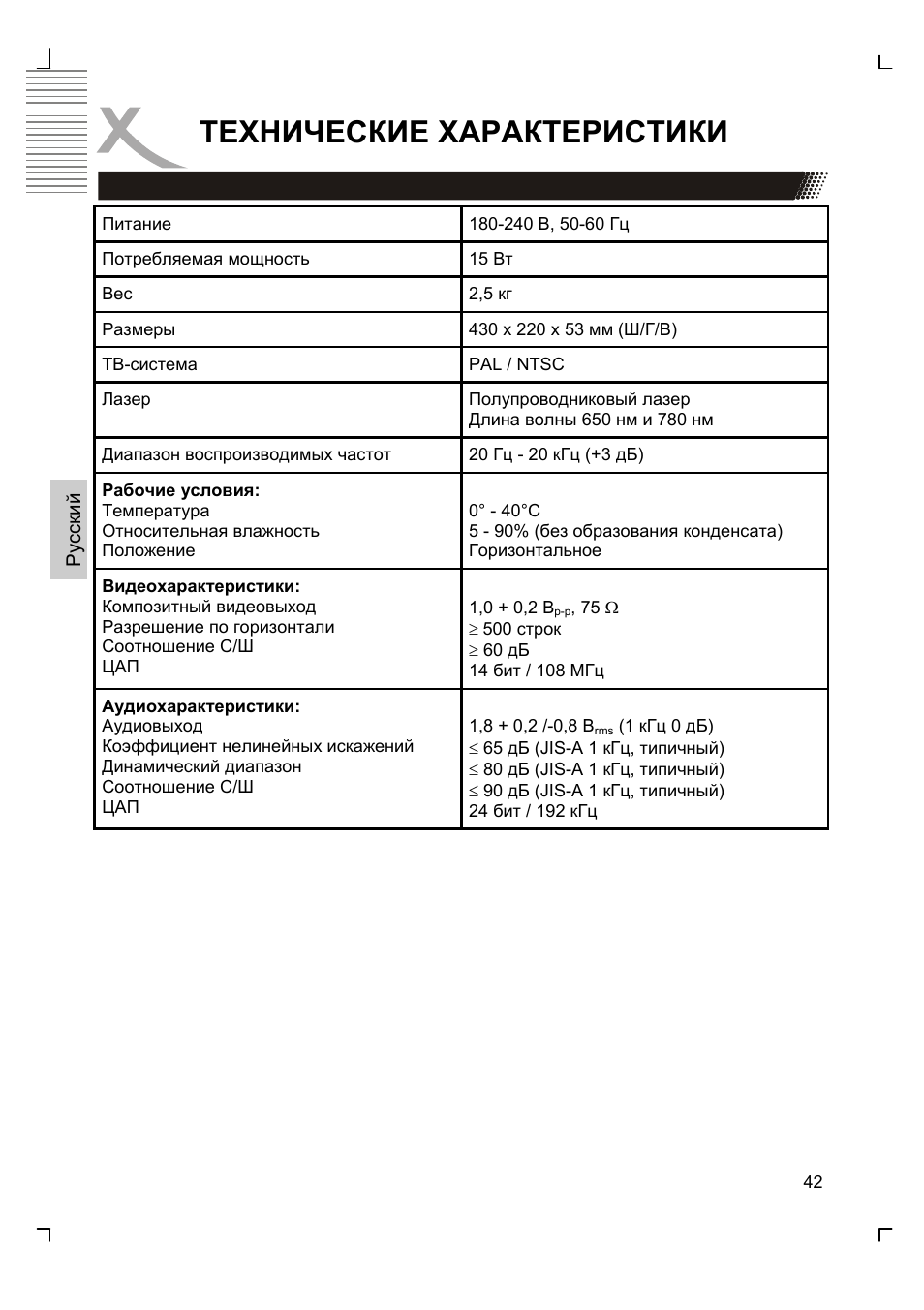 Технические характеристики | Xoro HSD 8430 User Manual | Page 140 / 243