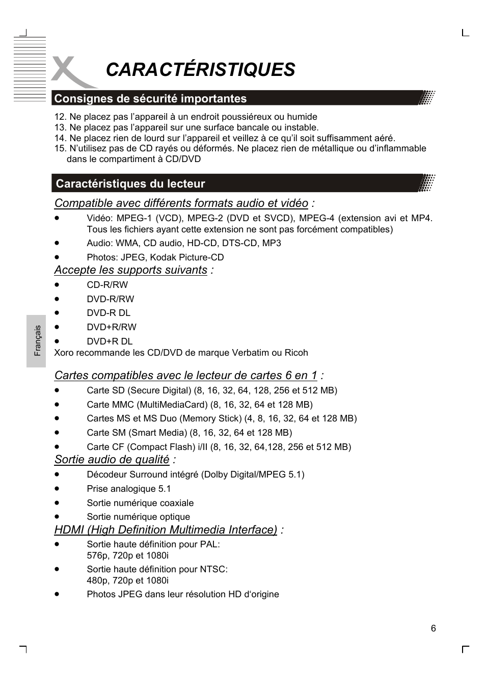 Caractéristiques | Xoro HSD 8430 User Manual | Page 150 / 243