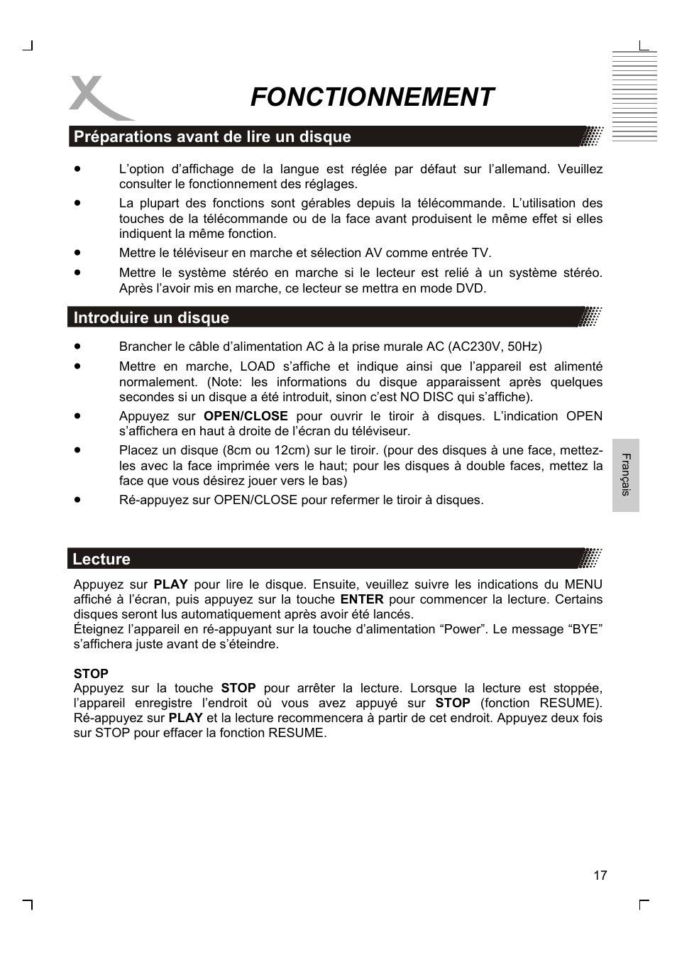 Fonctionnement | Xoro HSD 8430 User Manual | Page 161 / 243