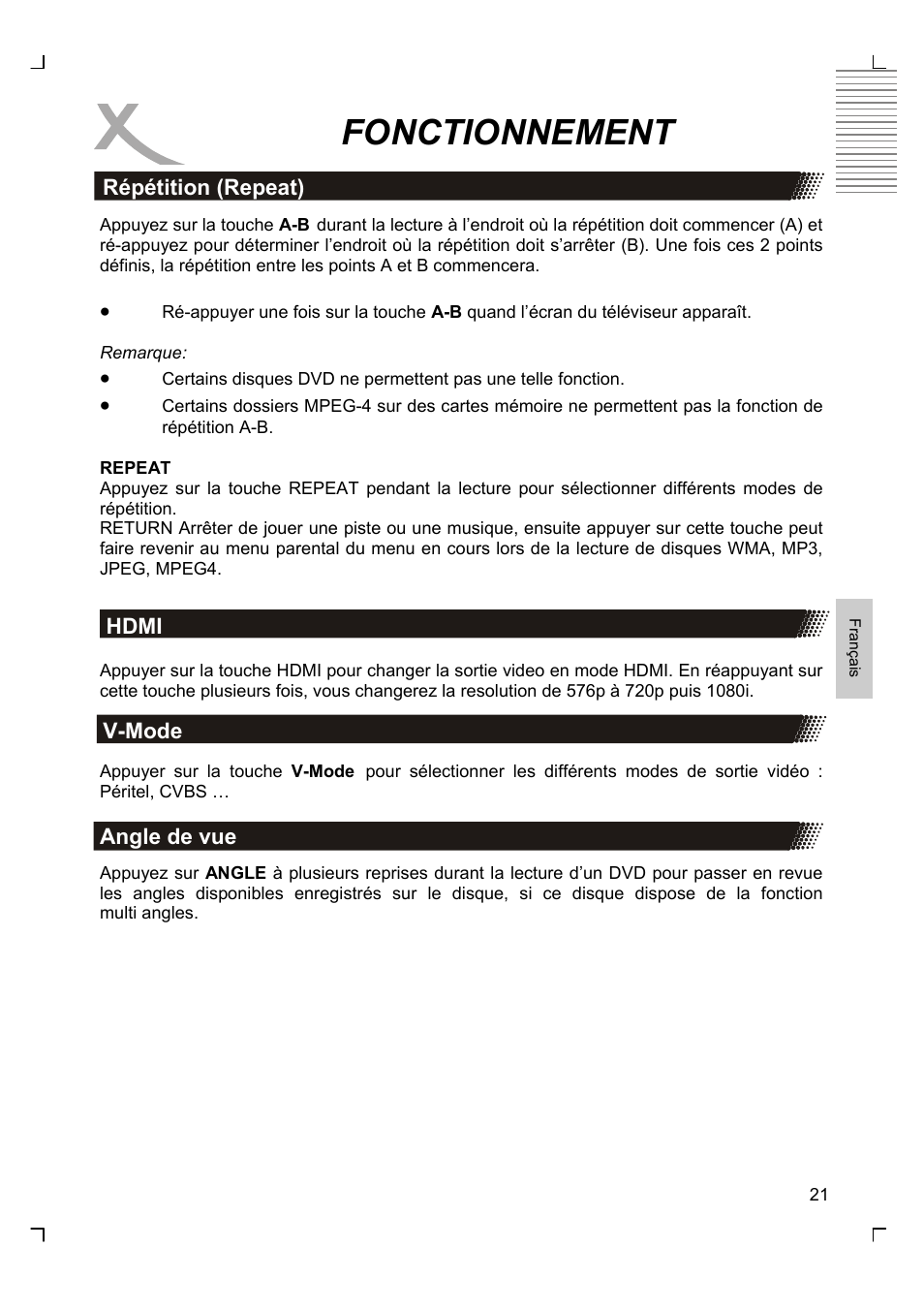Fonctionnement | Xoro HSD 8430 User Manual | Page 165 / 243