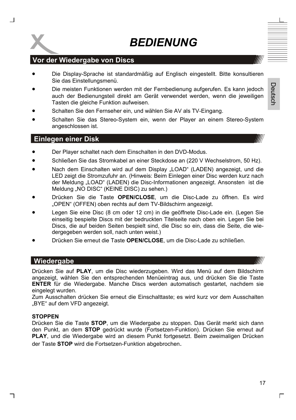 Bedienung | Xoro HSD 8430 User Manual | Page 17 / 243