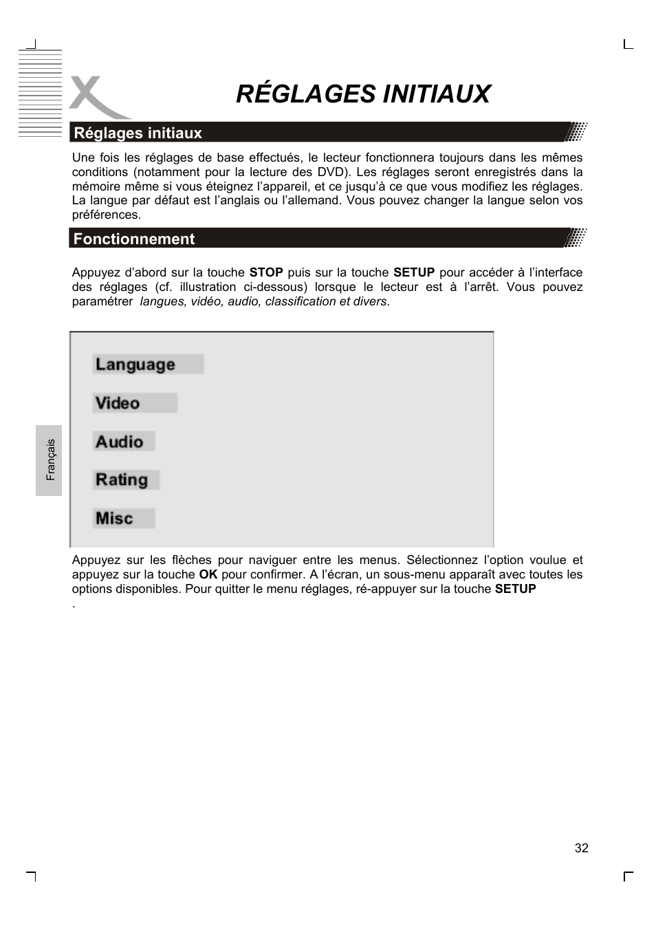 Réglages initiaux | Xoro HSD 8430 User Manual | Page 176 / 243