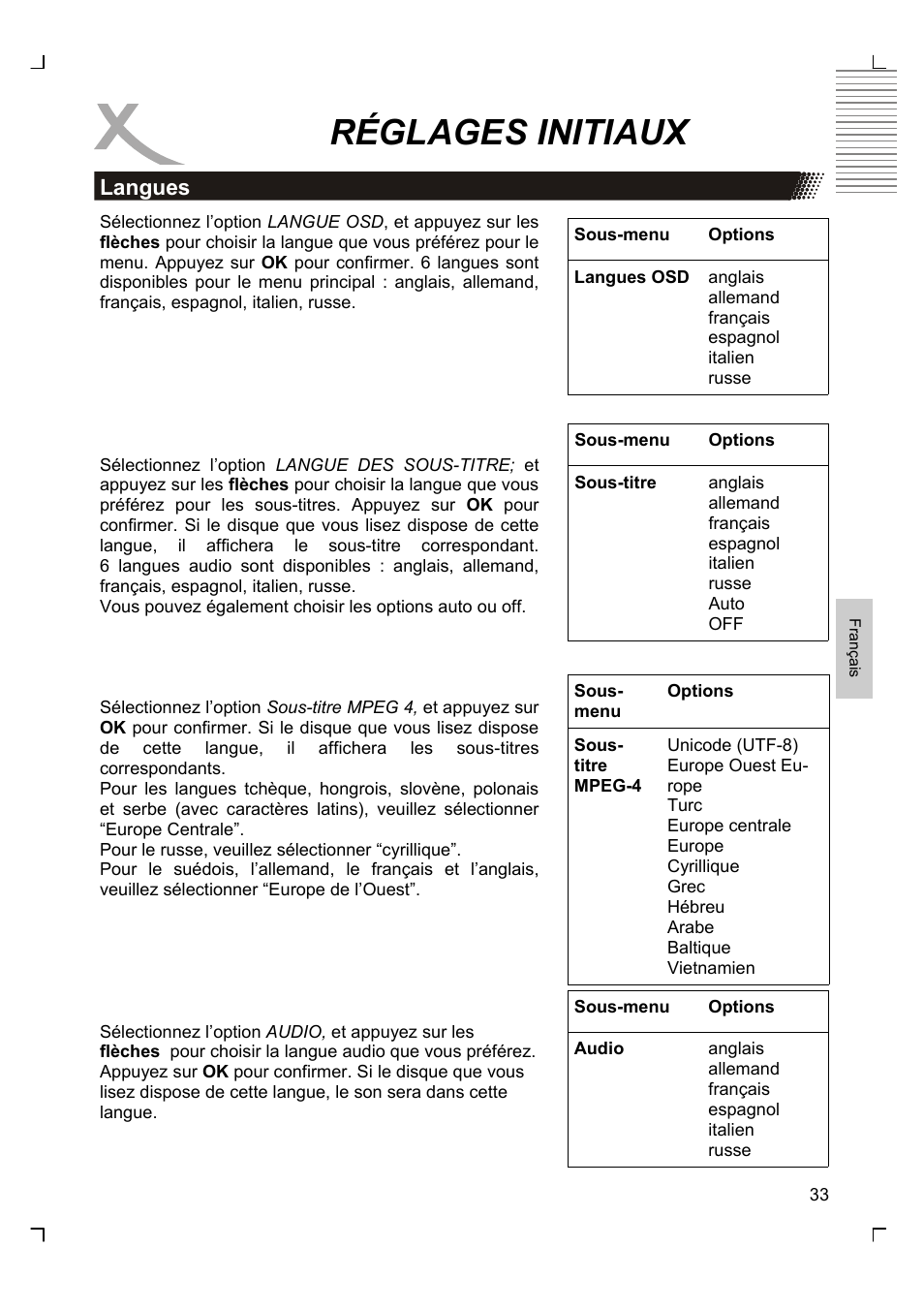 Réglages initiaux | Xoro HSD 8430 User Manual | Page 177 / 243