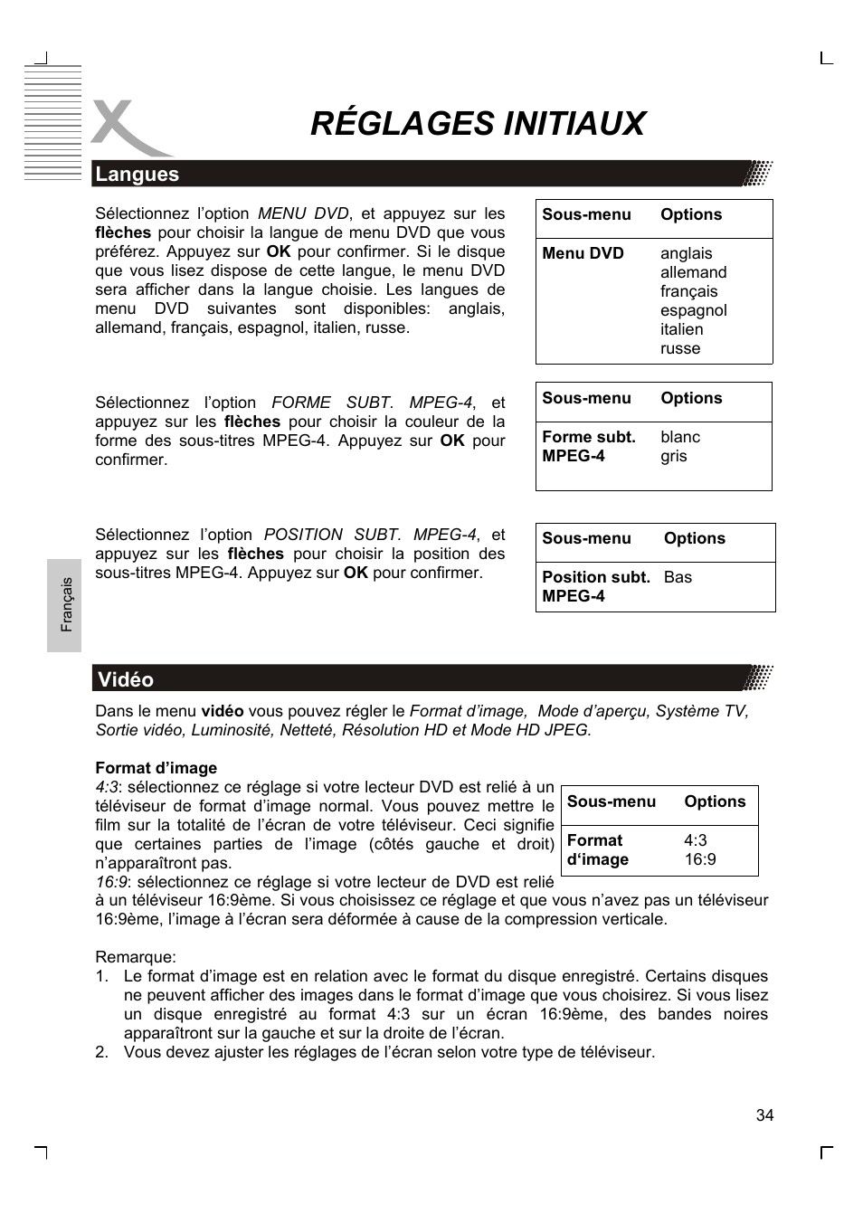 Réglages initiaux | Xoro HSD 8430 User Manual | Page 178 / 243