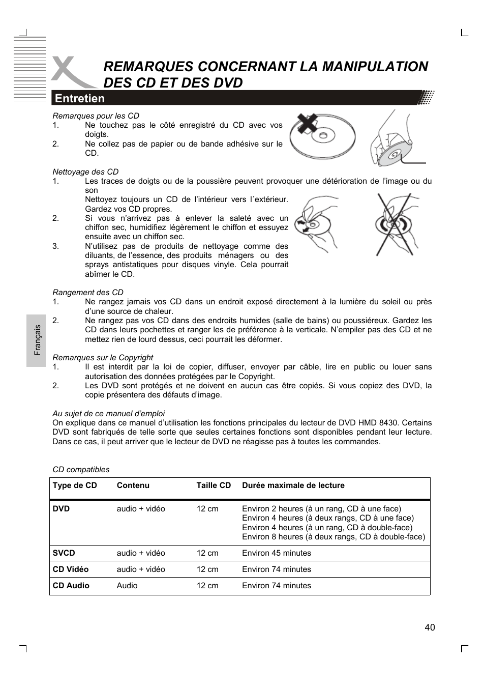 Entretien | Xoro HSD 8430 User Manual | Page 184 / 243