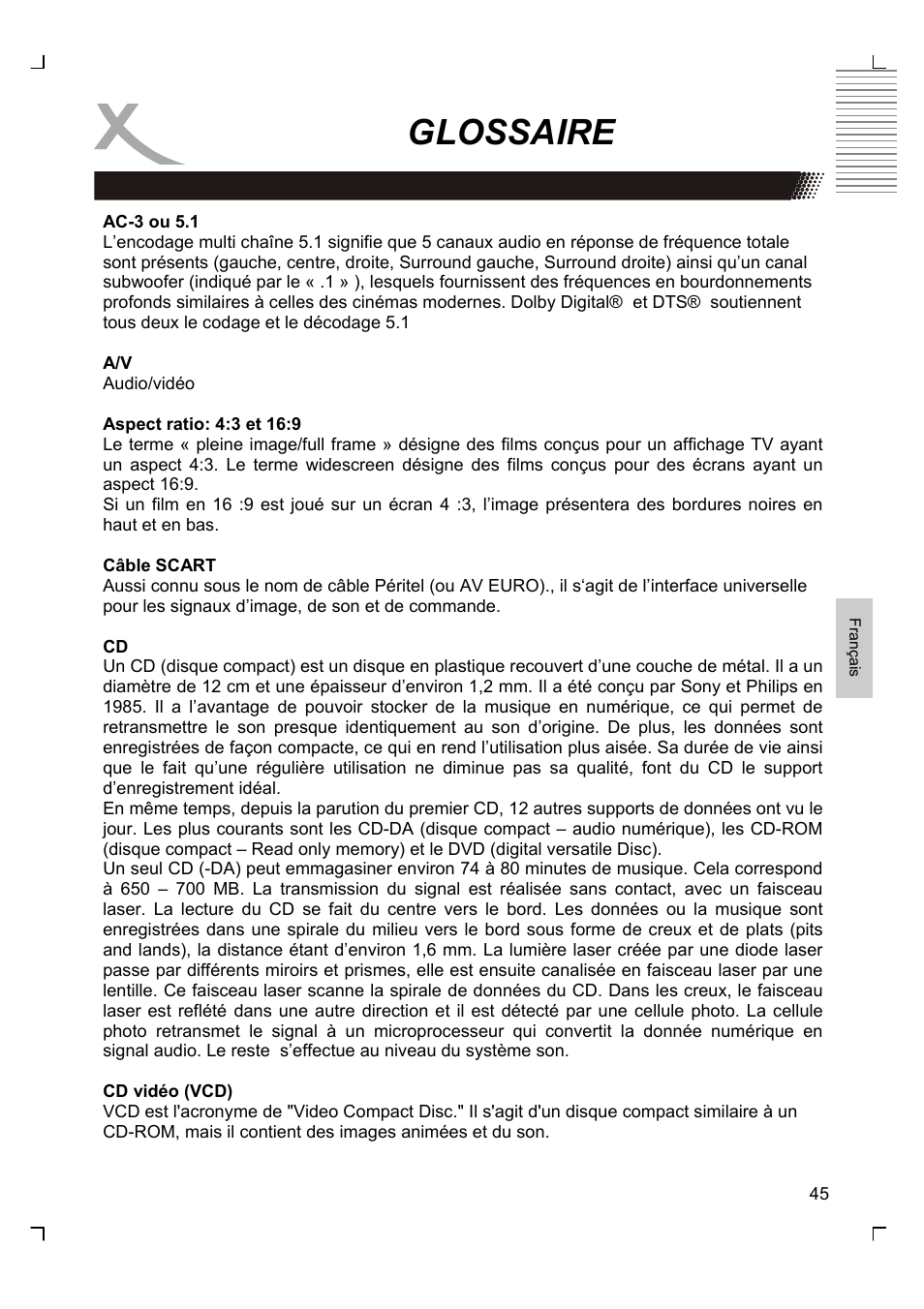 Glossaire | Xoro HSD 8430 User Manual | Page 189 / 243