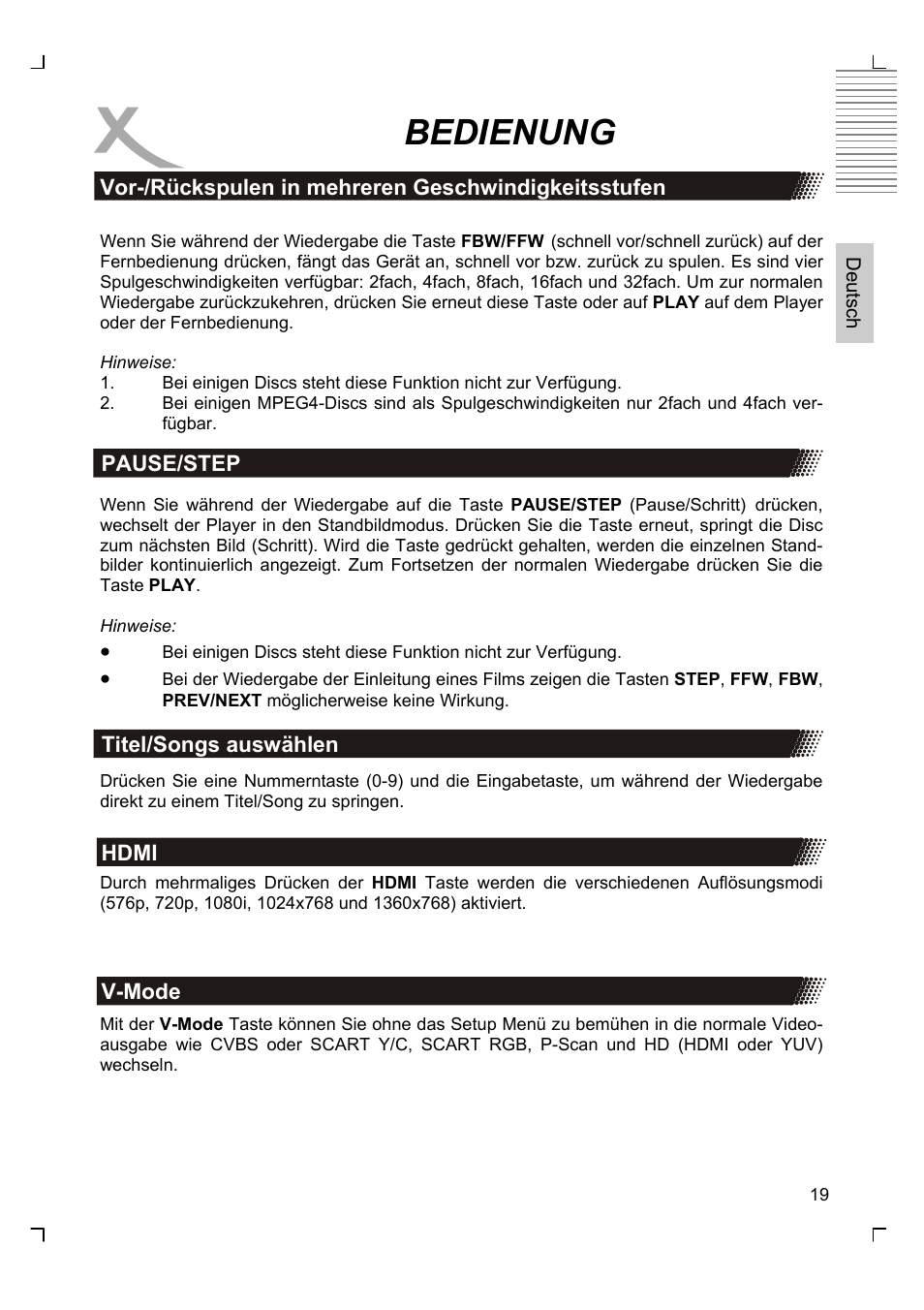 Bedienung | Xoro HSD 8430 User Manual | Page 19 / 243