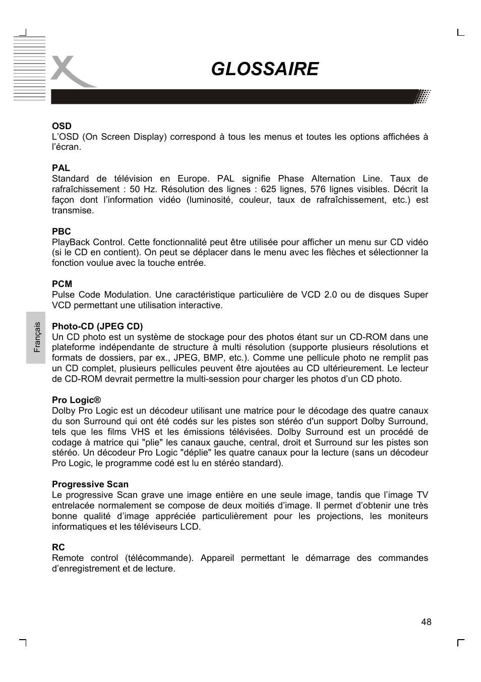 Glossaire | Xoro HSD 8430 User Manual | Page 192 / 243