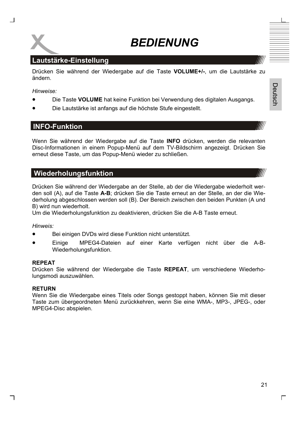 Bedienung | Xoro HSD 8430 User Manual | Page 21 / 243