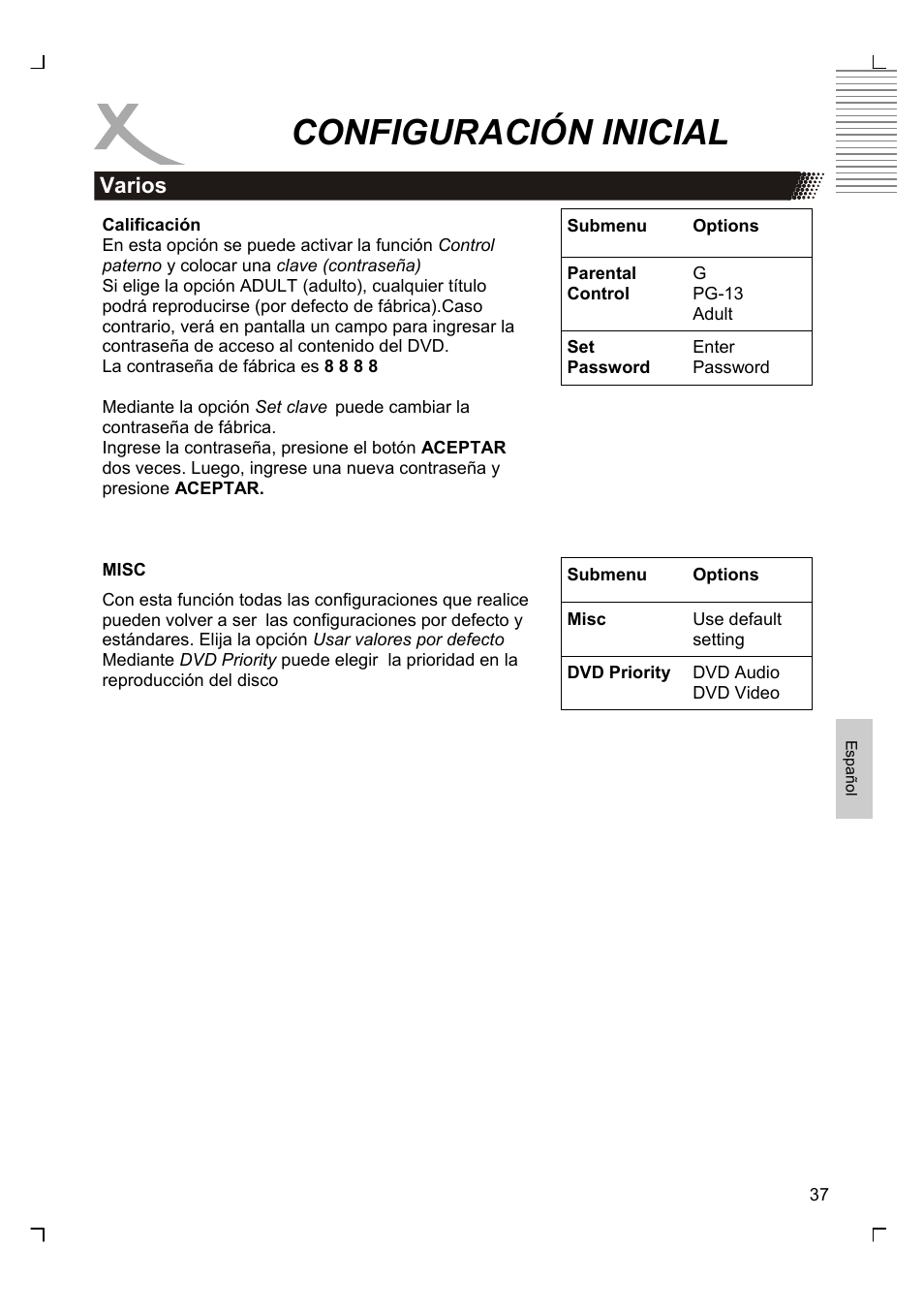 Configuración inicial | Xoro HSD 8430 User Manual | Page 229 / 243