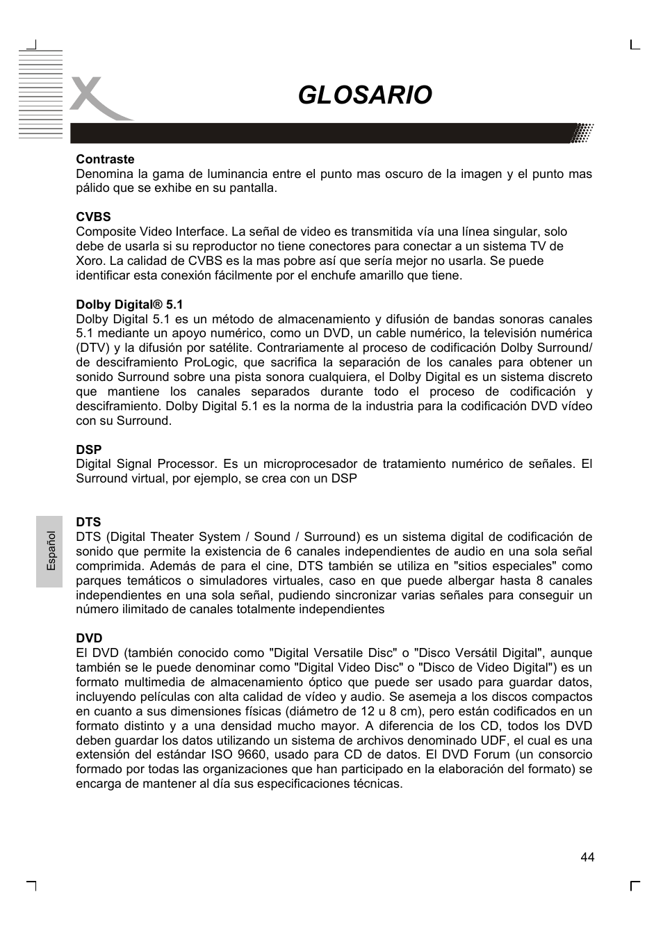 Glosario | Xoro HSD 8430 User Manual | Page 236 / 243