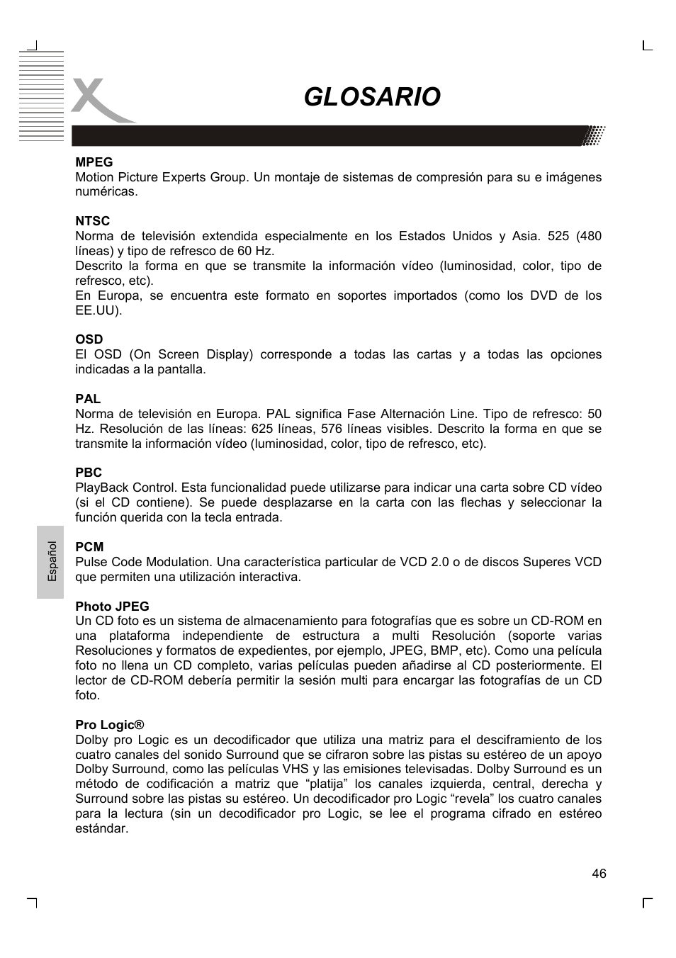 Glosario | Xoro HSD 8430 User Manual | Page 238 / 243