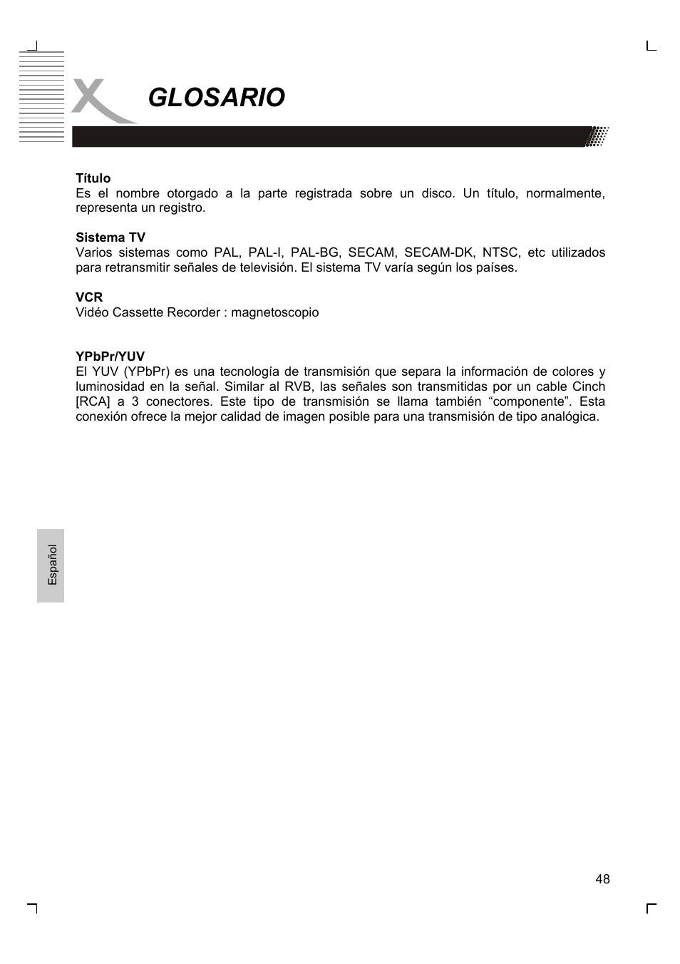 Glosario | Xoro HSD 8430 User Manual | Page 240 / 243