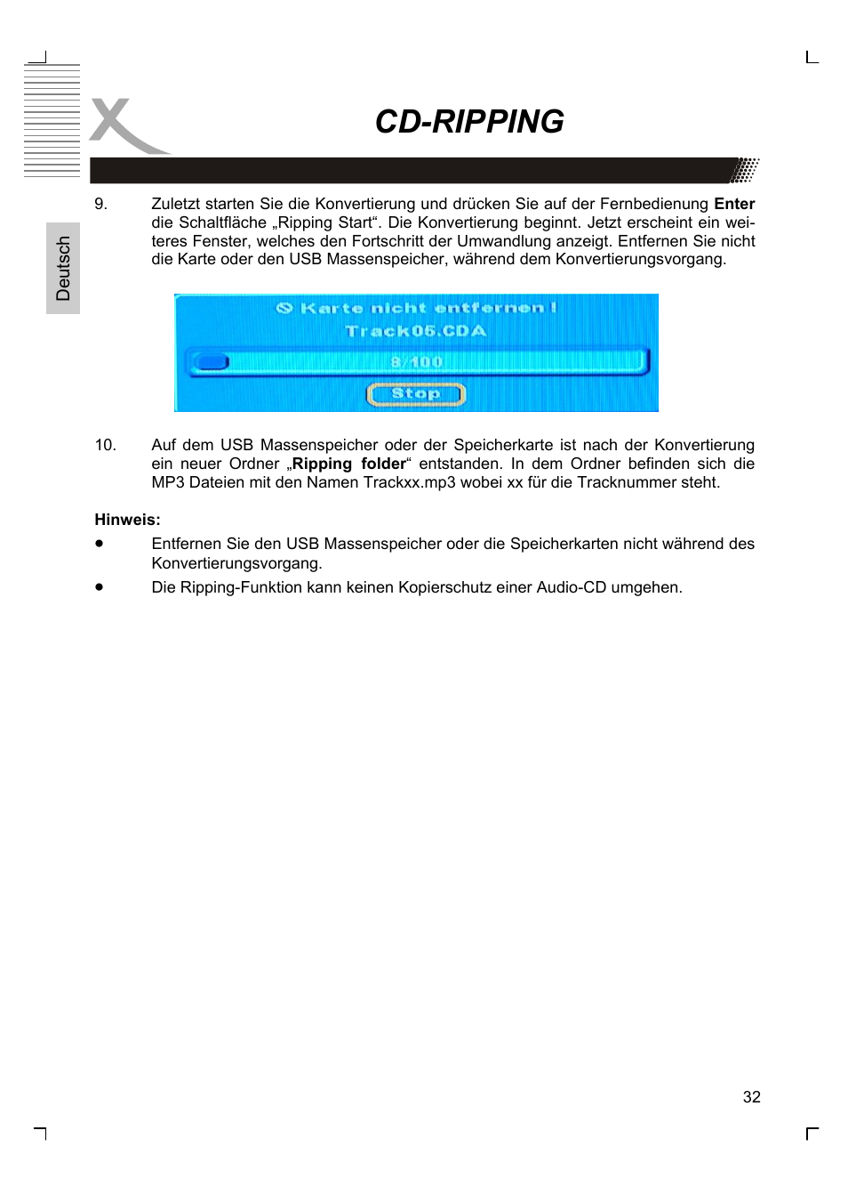Cd-ripping | Xoro HSD 8430 User Manual | Page 32 / 243