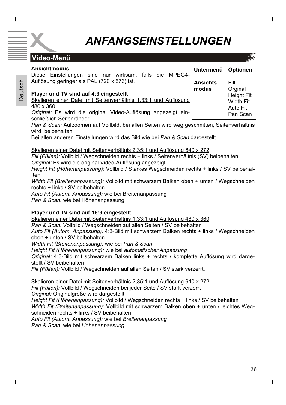 Anfangseinstellungen | Xoro HSD 8430 User Manual | Page 36 / 243
