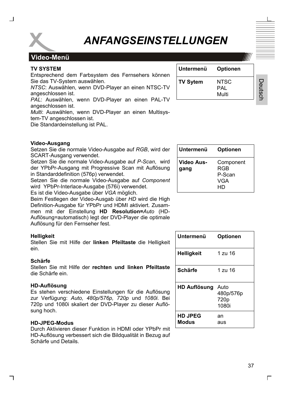 Anfangseinstellungen | Xoro HSD 8430 User Manual | Page 37 / 243