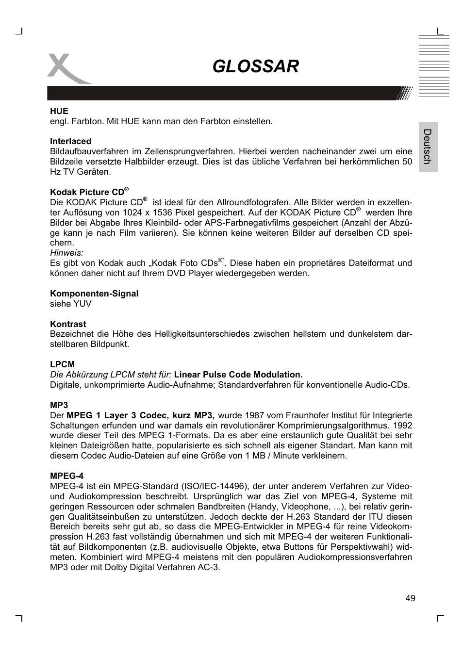 Glossar | Xoro HSD 8430 User Manual | Page 49 / 243