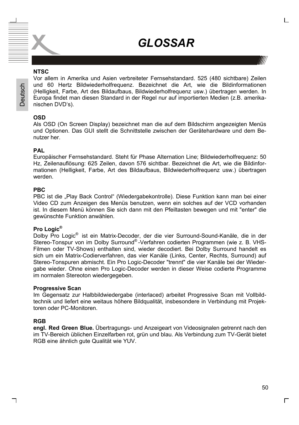 Glossar | Xoro HSD 8430 User Manual | Page 50 / 243