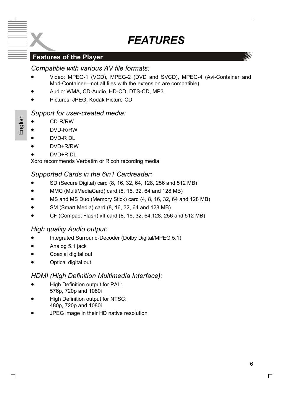 Features | Xoro HSD 8430 User Manual | Page 56 / 243