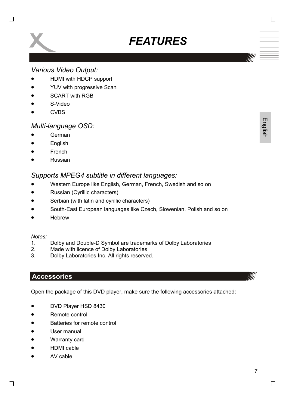Features | Xoro HSD 8430 User Manual | Page 57 / 243