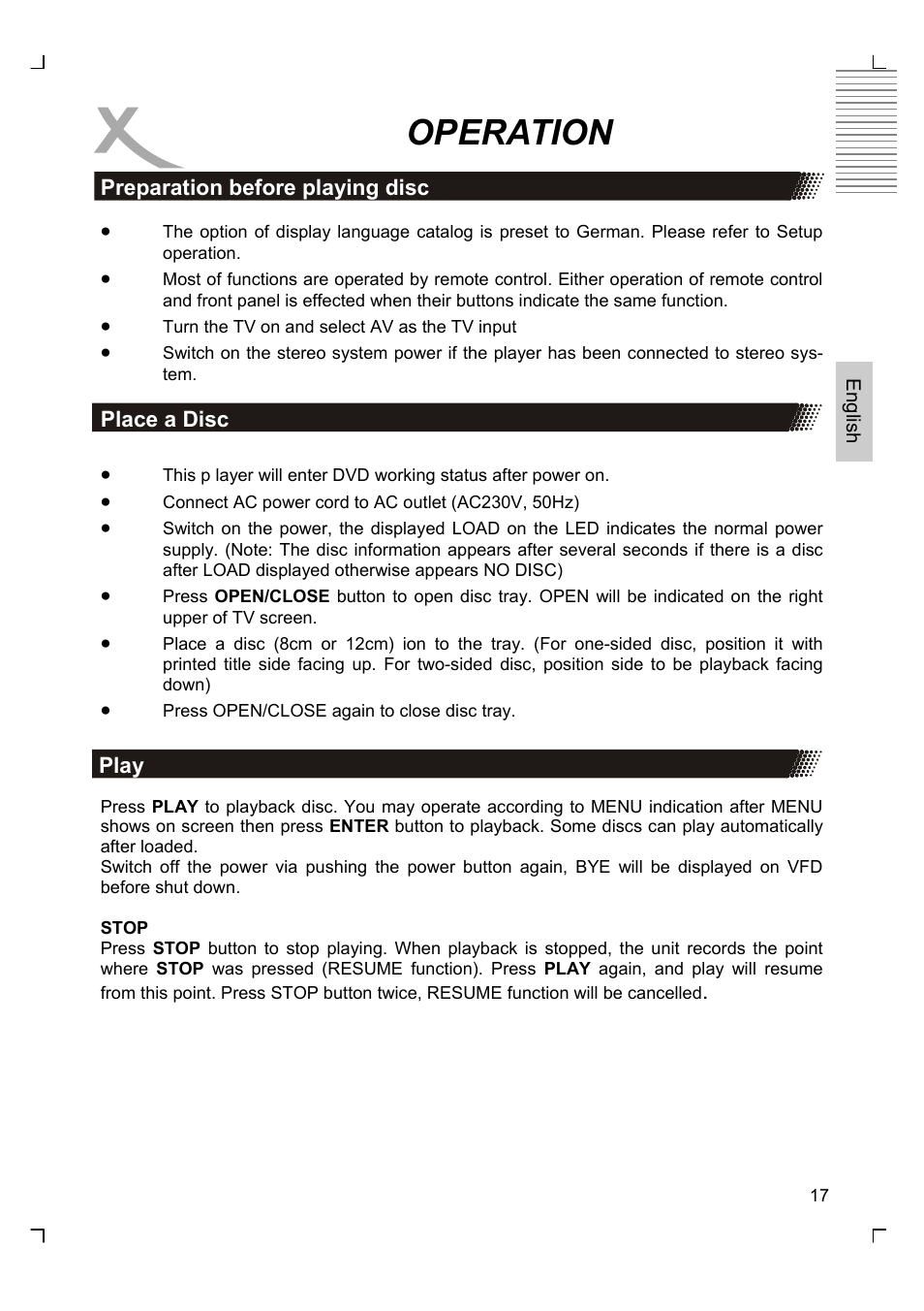 Operation | Xoro HSD 8430 User Manual | Page 67 / 243